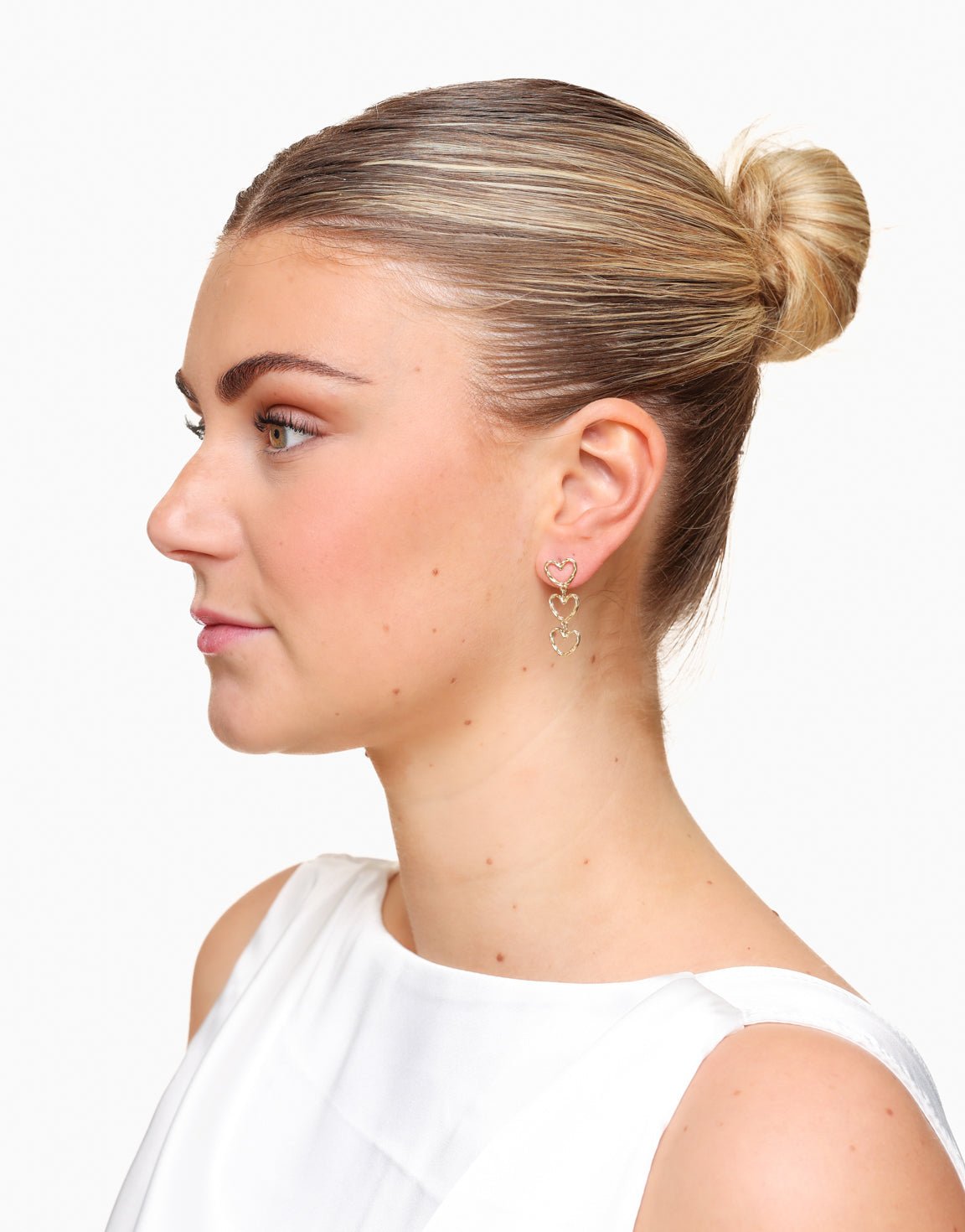 Gouden Kleine Hartjes Rij - Oorbellen - Olivia & Kate