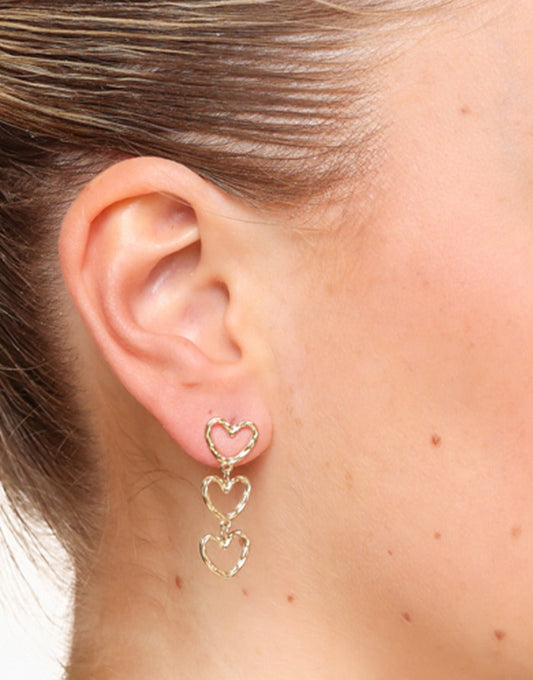 Gouden Kleine Hartjes Rij - Oorbellen - Olivia & Kate