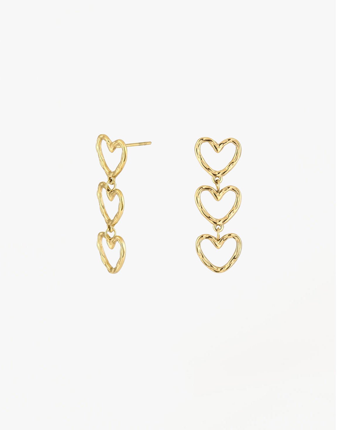 Gouden Kleine Hartjes Rij - Oorbellen - Olivia & Kate