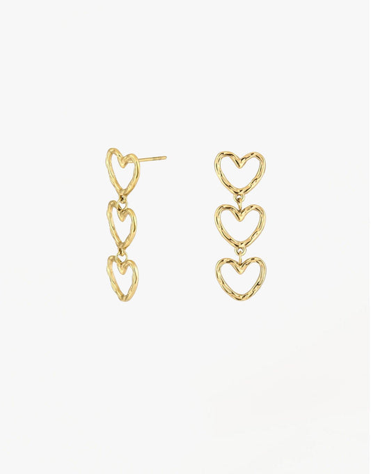 Gouden Kleine Hartjes Rij - Oorbellen - Olivia & Kate