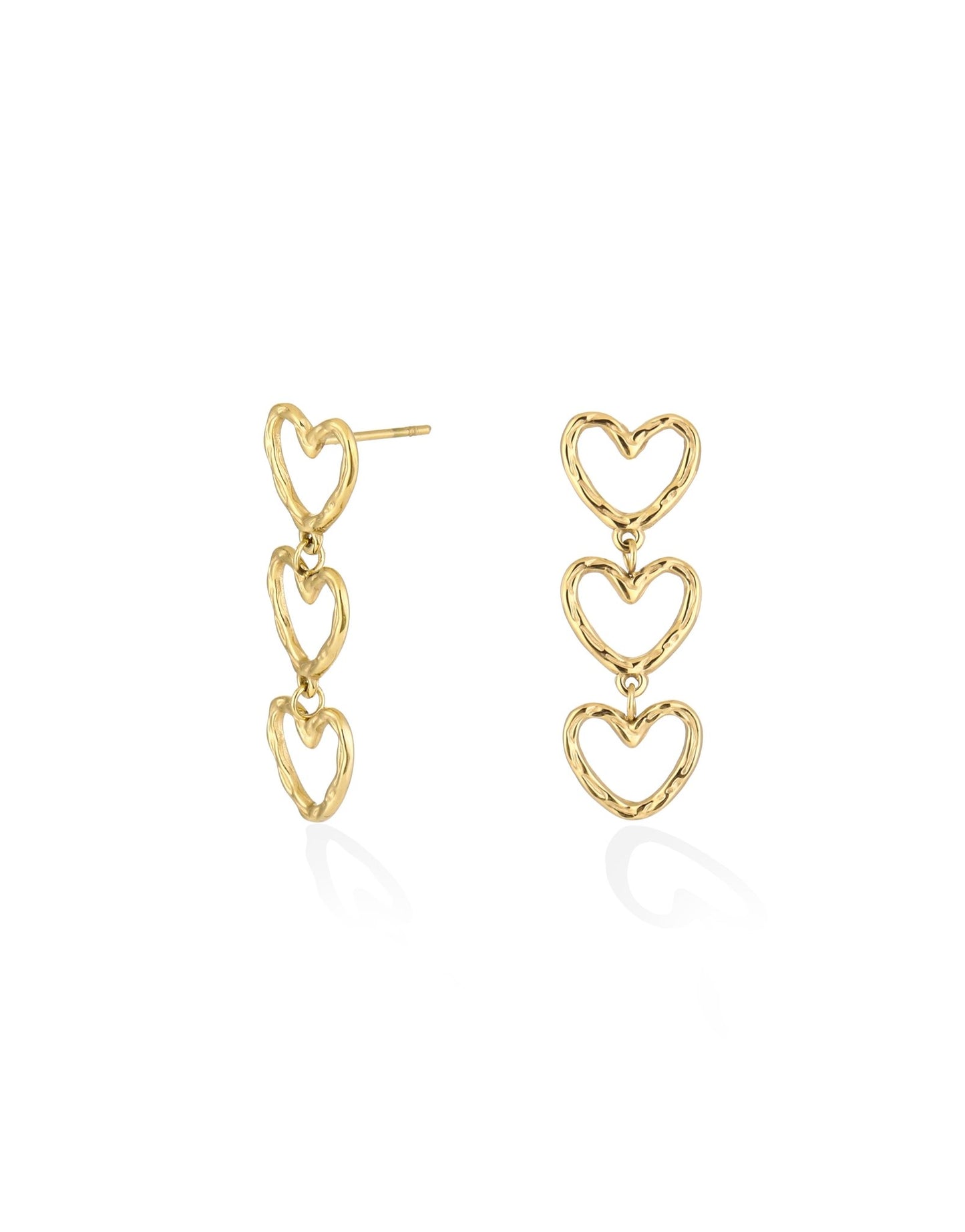 Gouden Kleine Hartjes Rij - Oorbellen - Olivia & Kate