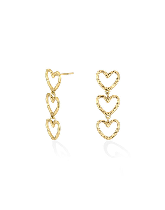Gouden Kleine Hartjes Rij - Oorbellen - Olivia & Kate