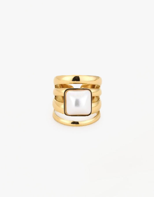 Gouden Multi Parel Look - Ring - Olivia & Kate