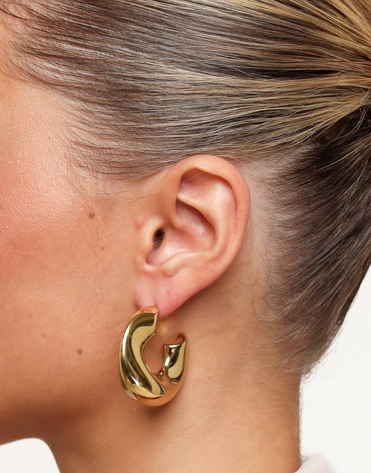 Gouden Organische Open - Oorbellen - Olivia & Kate