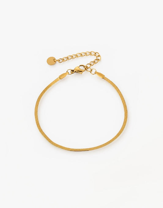 Gouden Platte Schakel - Armband - Olivia & Kate
