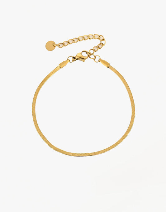 Gouden Platte Schakel - Armband - Olivia & Kate