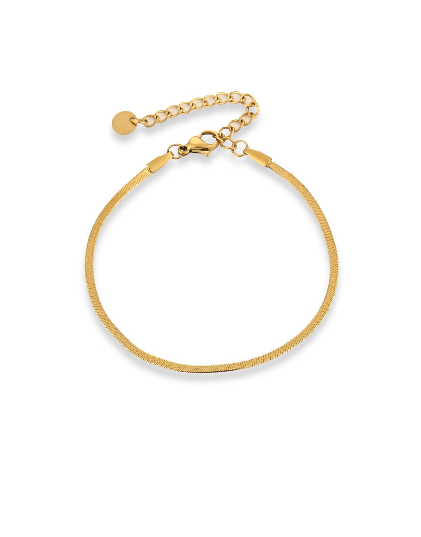 Gouden Platte Schakel - Armband - Olivia & Kate