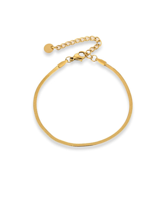 Gouden Platte Schakel - Armband - Olivia & Kate