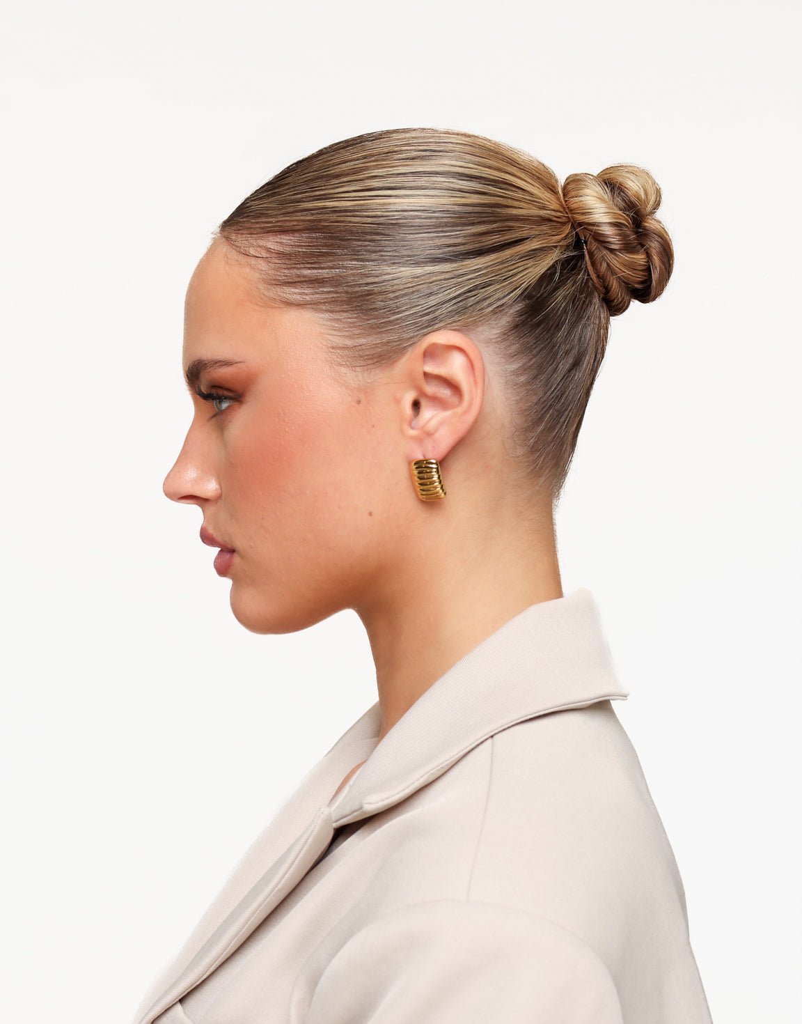 Gouden Rechthoekige Gestreepte - Oorbellen - Olivia & Kate