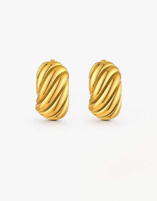 Gouden Rechthoekige Swirl - Oorbellen - Olivia & Kate