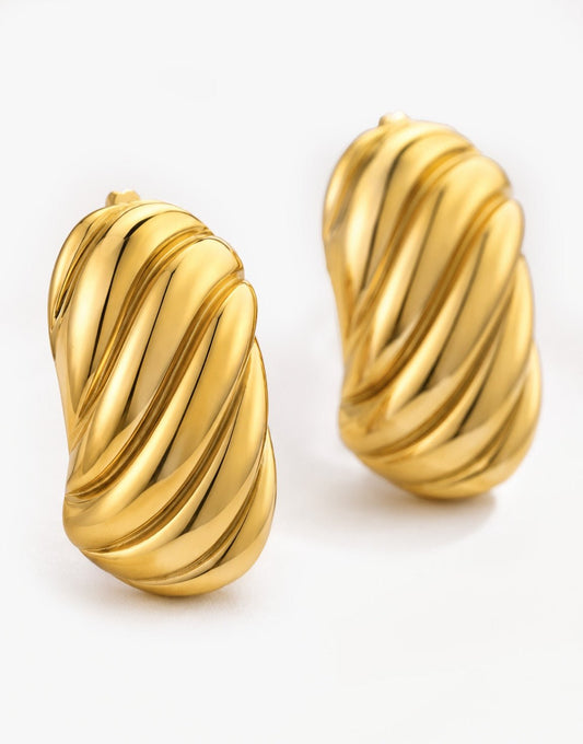 Gouden Rechthoekige Swirl - Oorbellen - Olivia & Kate