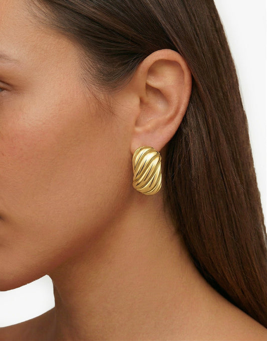 Gouden Rechthoekige Swirl - Oorbellen - Olivia & Kate