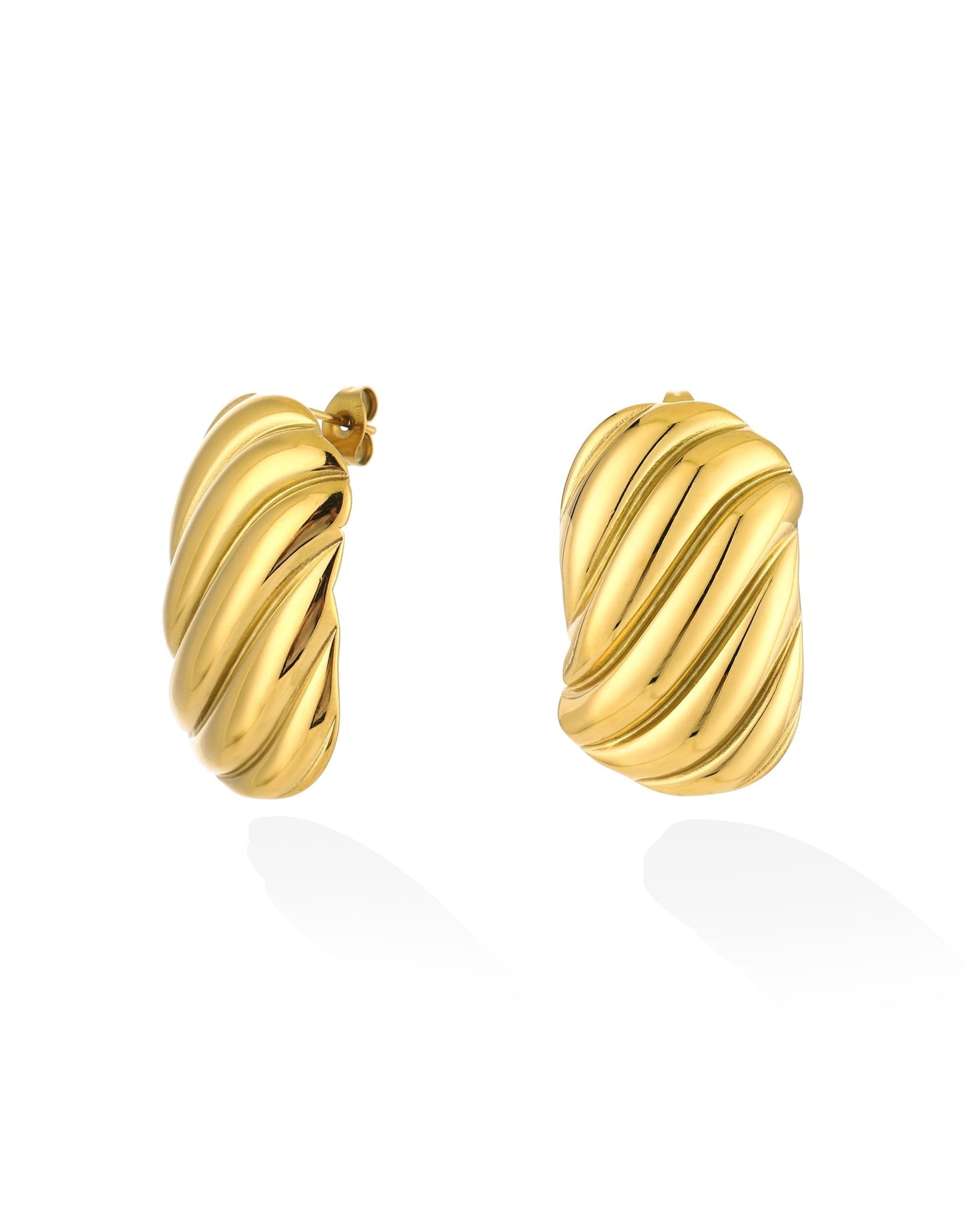 Gouden Rechthoekige Swirl - Oorbellen - Olivia & Kate