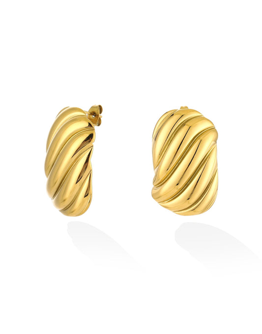 Gouden Rechthoekige Swirl - Oorbellen - Olivia & Kate