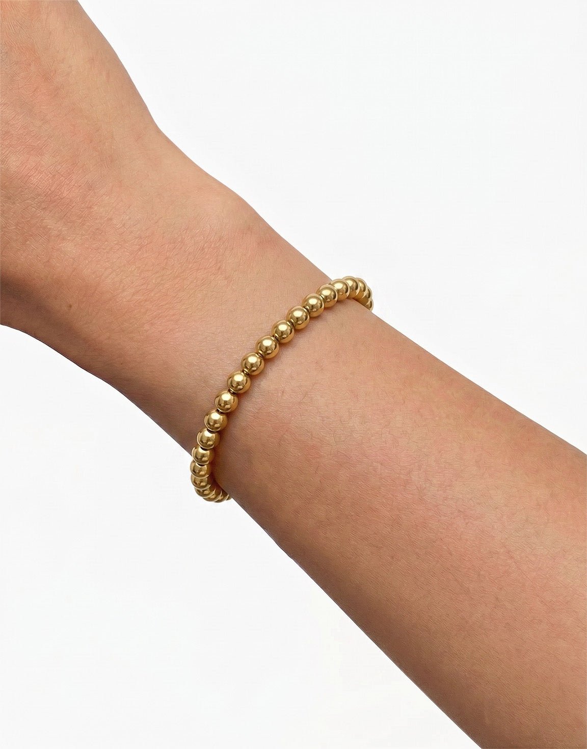 Gouden Ronde Kralen Elastische - Armband - Olivia & Kate