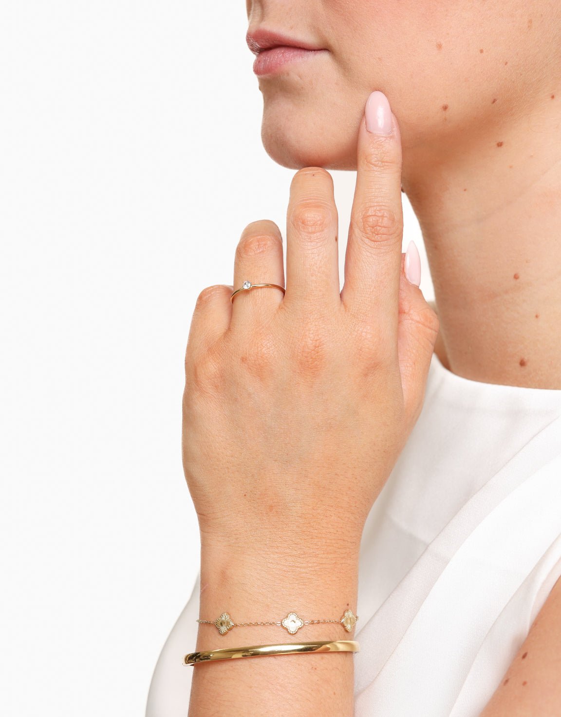 Gouden Verstelbare Gedraaide Zirkonia - Ring - Olivia & Kate