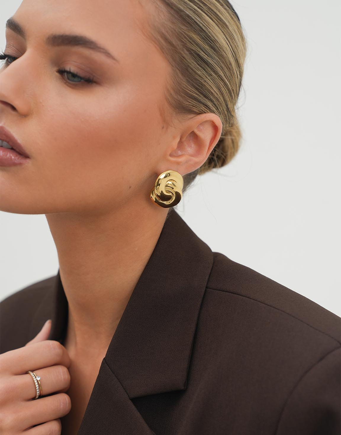 Gouden Verstelbare Gedraaide Zirkonia - Ring - Olivia & Kate