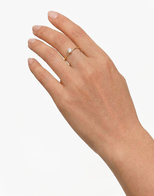 Gouden Verstelbare Gedraaide Zirkonia - Ring - Olivia & Kate