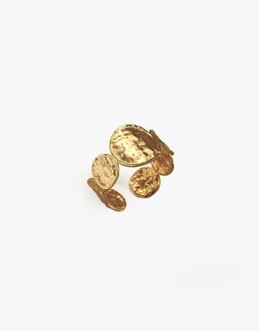 Gouden Verstelbare Ronde Motief - Ring - Olivia & Kate
