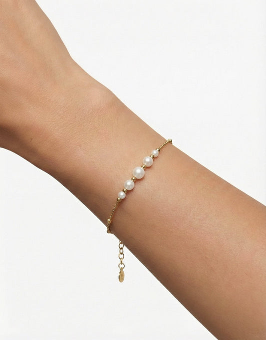 Gouden Witte Parel - Armband - Olivia & Kate