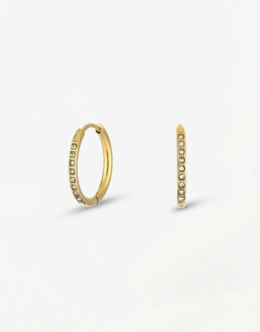 Gold Zirconia Basic Hoop - Earrings - Olivia & Kate