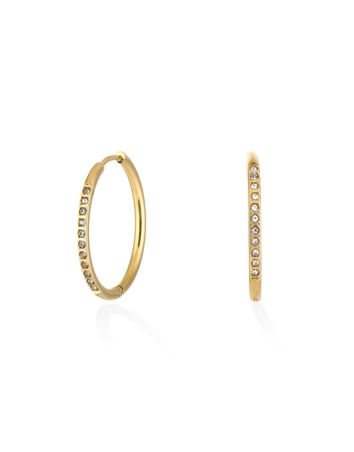 Gouden Zirkonia Basic Hoop - Oorbellen - Olivia & Kate