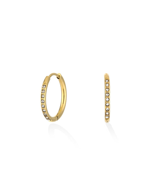 Gouden Zirkonia Basic Hoop - Oorbellen - Olivia & Kate
