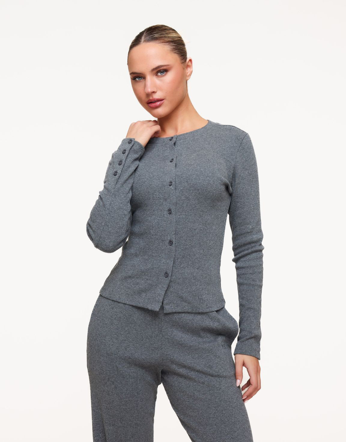 Donkergrijze Ribbel Lounge - Top