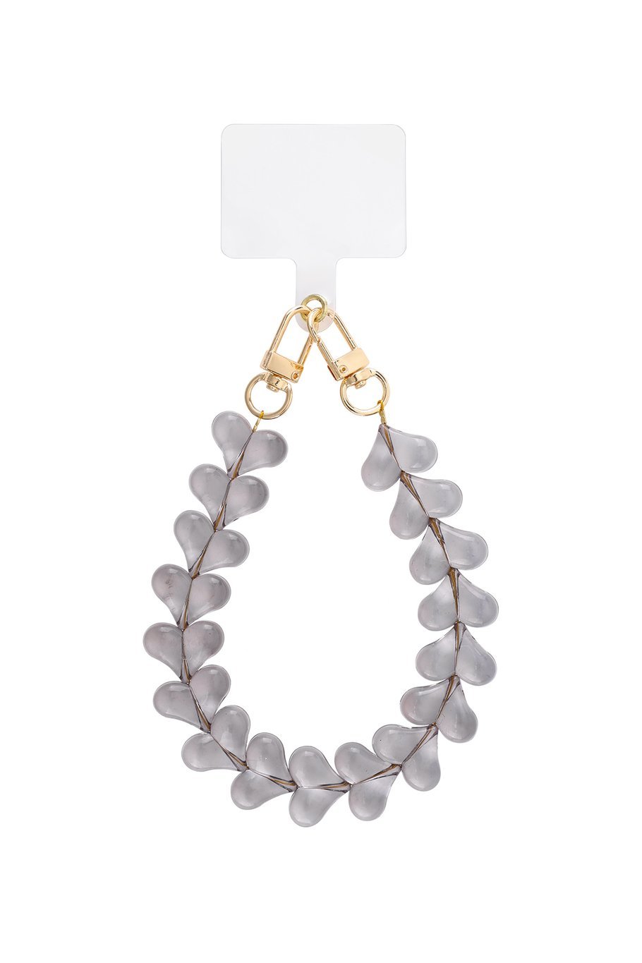 Grijze Doorzichtige Brede Hartjes - Telefoonkoord - Olivia & Kate