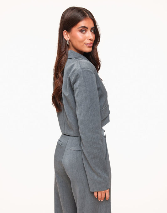 Grijze F/W Edit Cropped LS - Blazer - Olivia & Kate