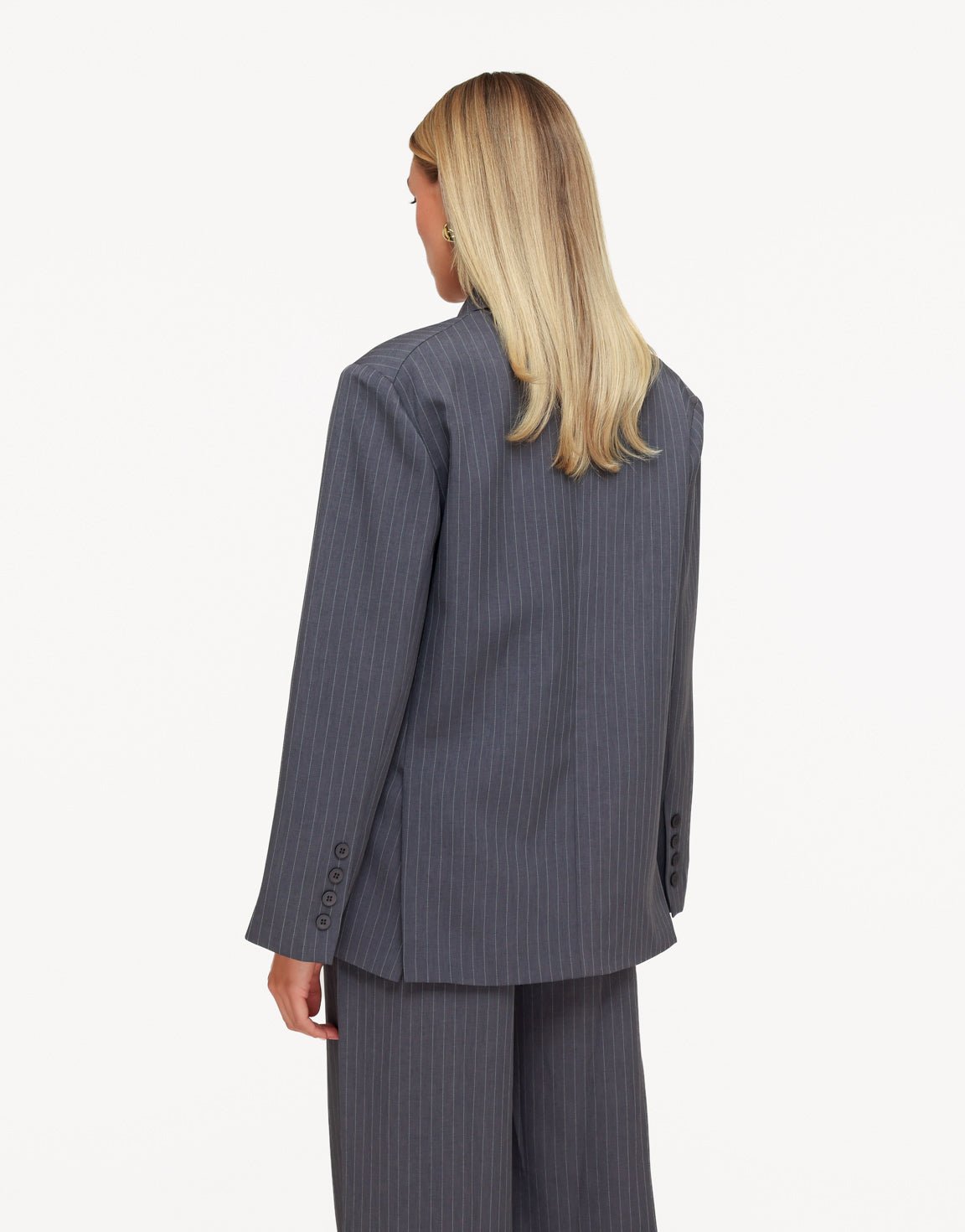 Grijze Gestreepte Oversized - Blazer - Olivia & Kate
