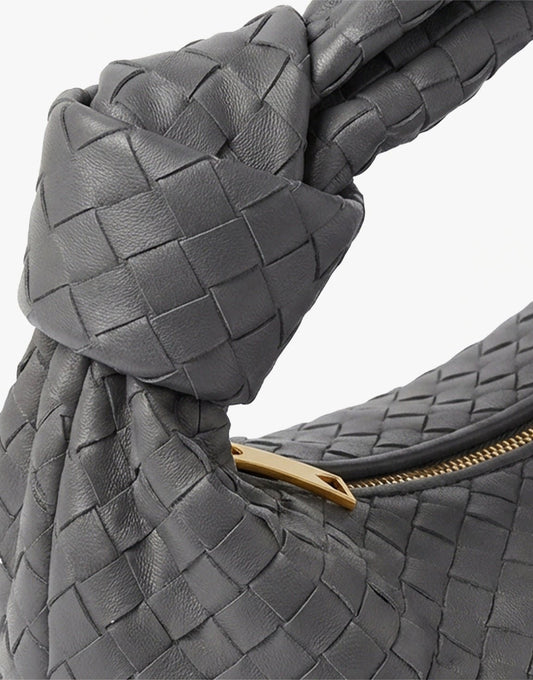 Grijze Grote Brede Gevlochten - Tas - Olivia & Kate