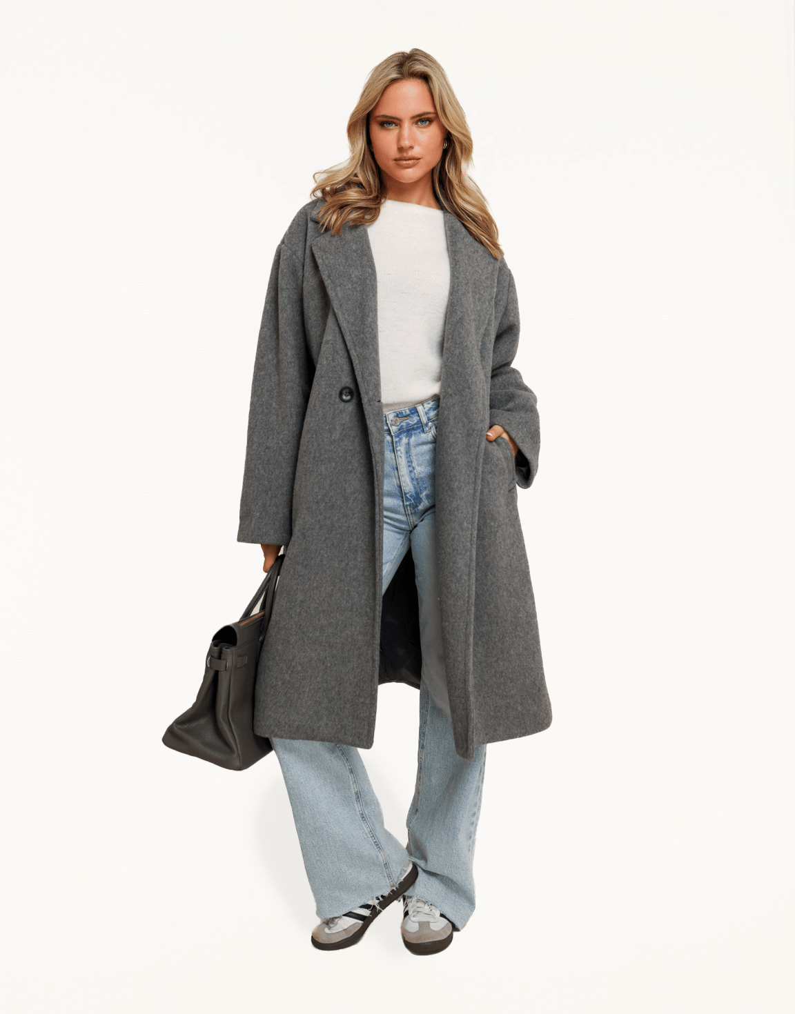 Grijze Lange Zachte - Jas - Olivia & Kate