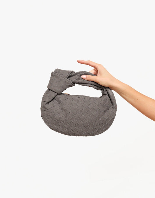 Grijze Suede Middel Gevlochten - Tas - Olivia & Kate