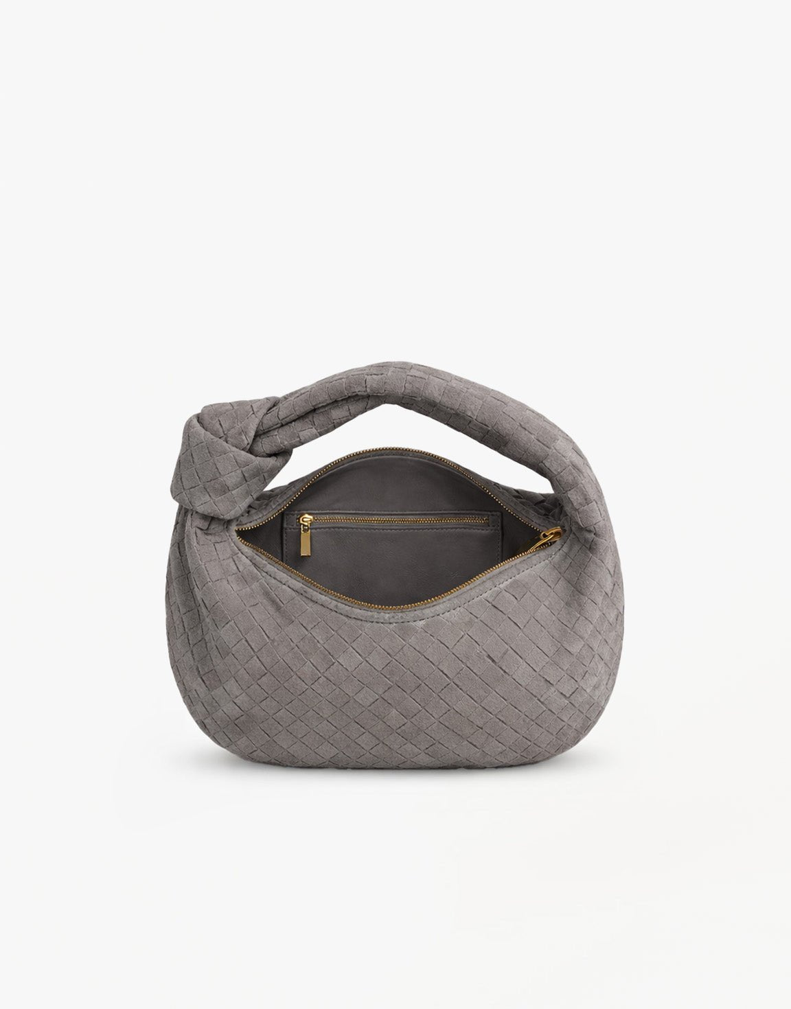 Grijze Suede Middel Gevlochten - Tas - Olivia & Kate