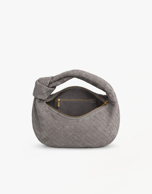 Grijze Suede Middel Gevlochten - Tas - Olivia & Kate