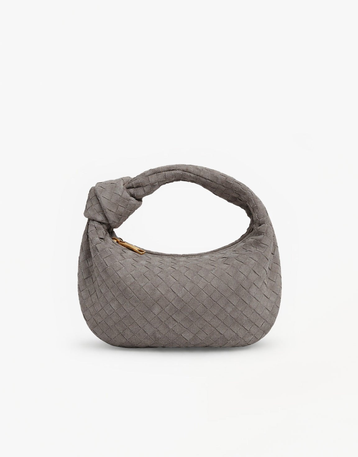 Grijze Suede Middel Gevlochten - Tas - Olivia & Kate