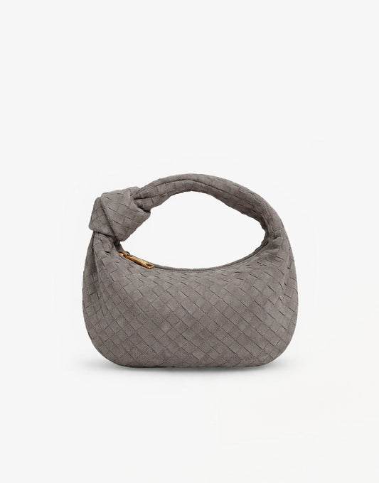 Grijze Suede Middel Gevlochten - Tas - Olivia & Kate