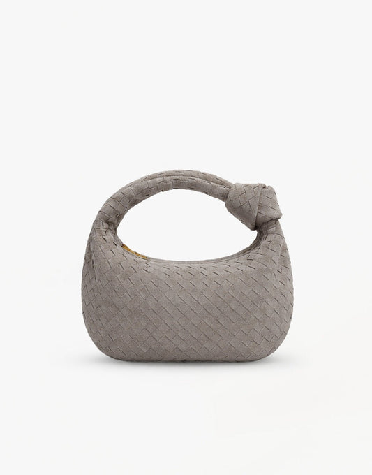 Grijze Suede Middel Gevlochten - Tas - Olivia & Kate