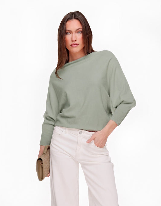 Groene Gebreide 2 Kanten 3/4 Mouwen - Top - Olivia & Kate