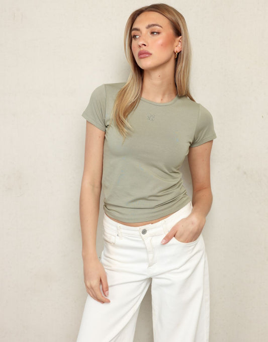 Groengrijze O&K Basic SS - Top - Olivia & Kate