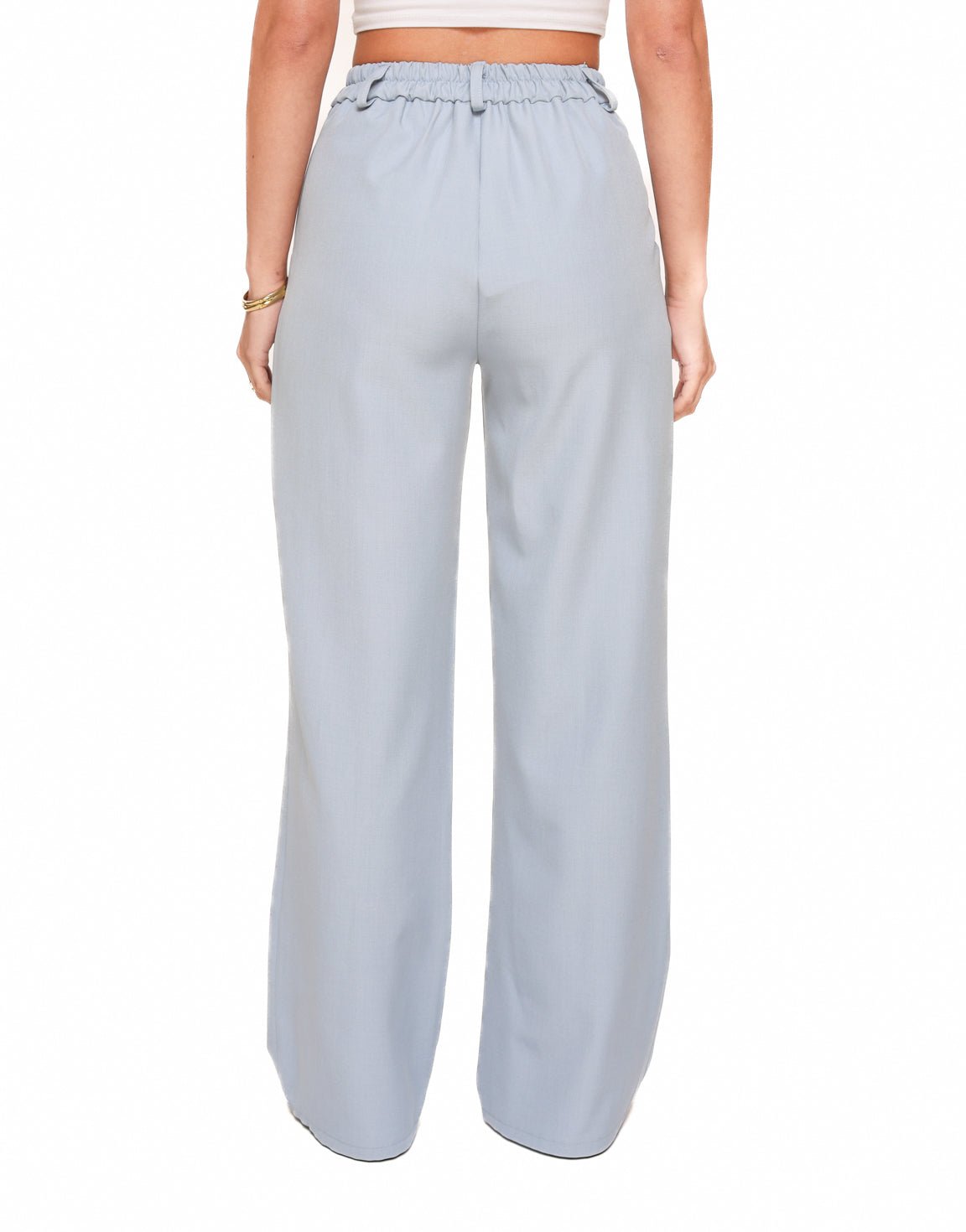 Jeansblauwe Moderne Elastiek Band - Pantalon - Olivia & Kate