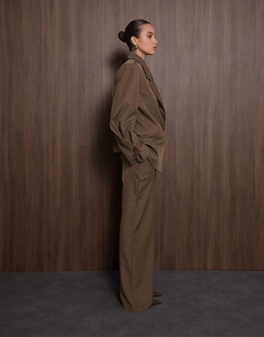Khaki Classic Oversized - Blazer - Olivia & Kate