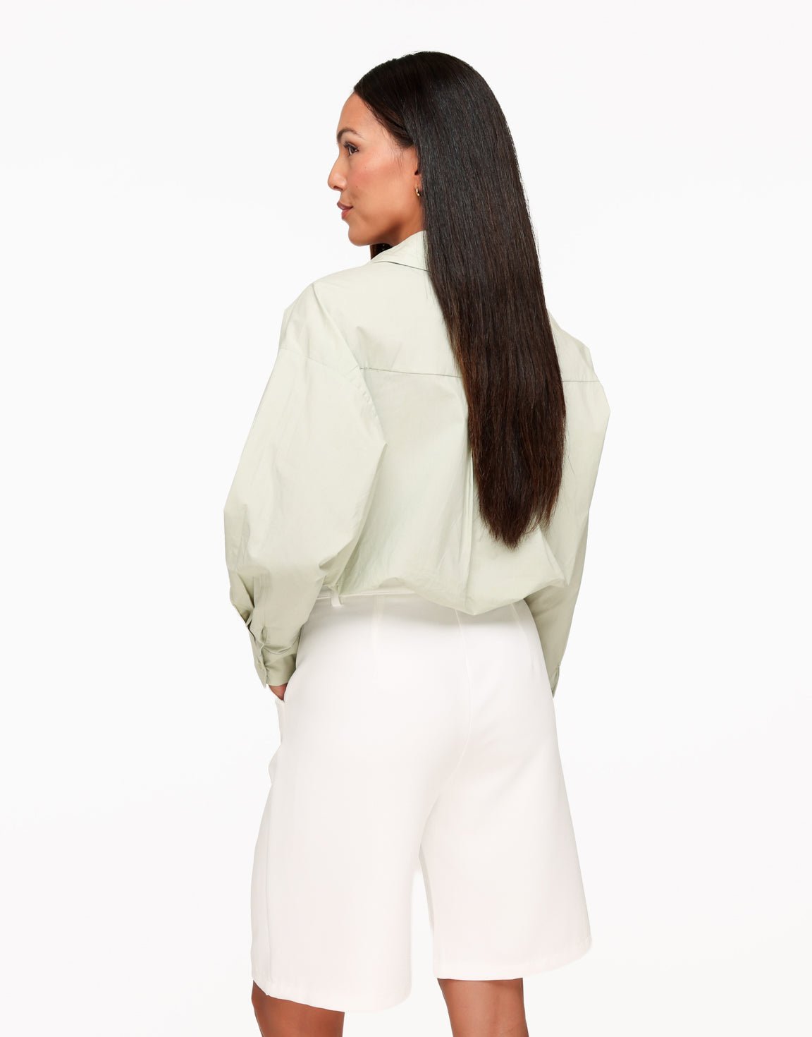 Khaki Cropped Elastische Onderkant - Blouse - Olivia & Kate