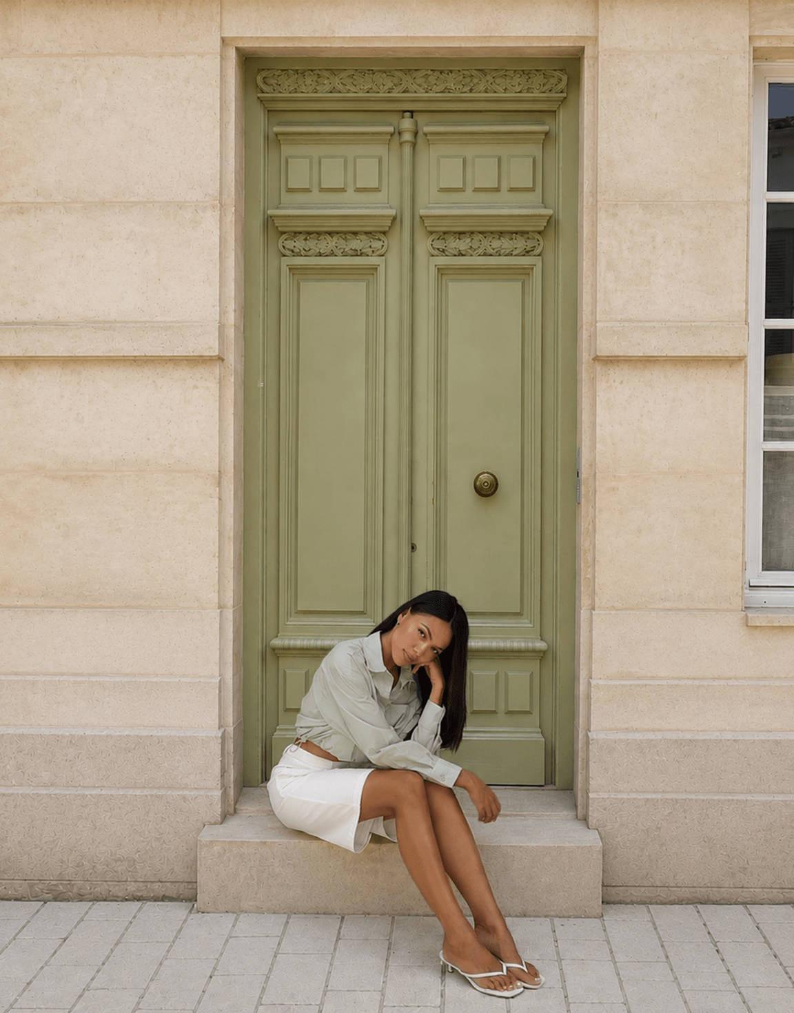 Khaki Cropped Elastische Onderkant - Blouse - Olivia & Kate