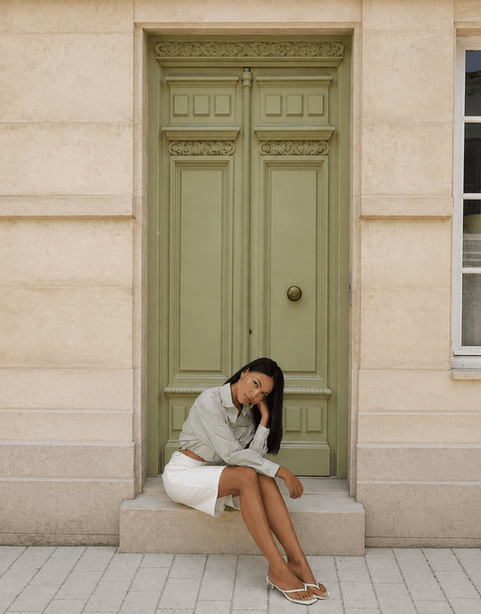 Khaki Cropped Elastische Onderkant - Blouse - Olivia & Kate