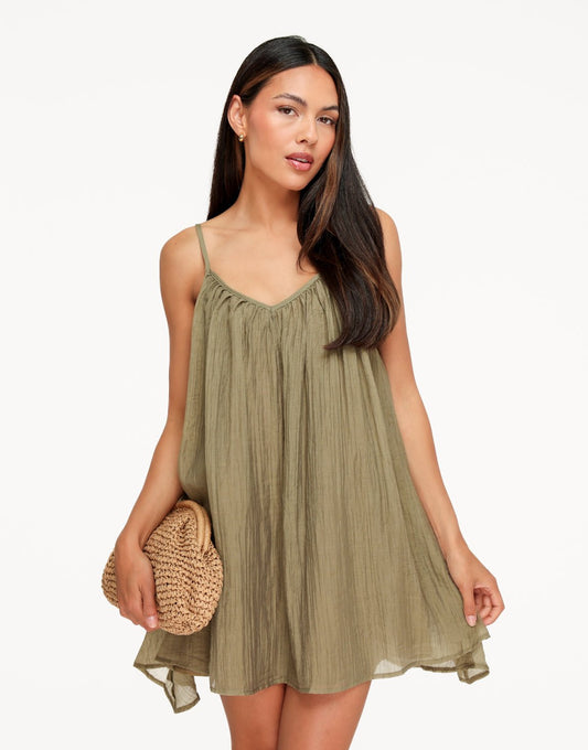 Khaki Flowy - jurk - Olivia & Kate