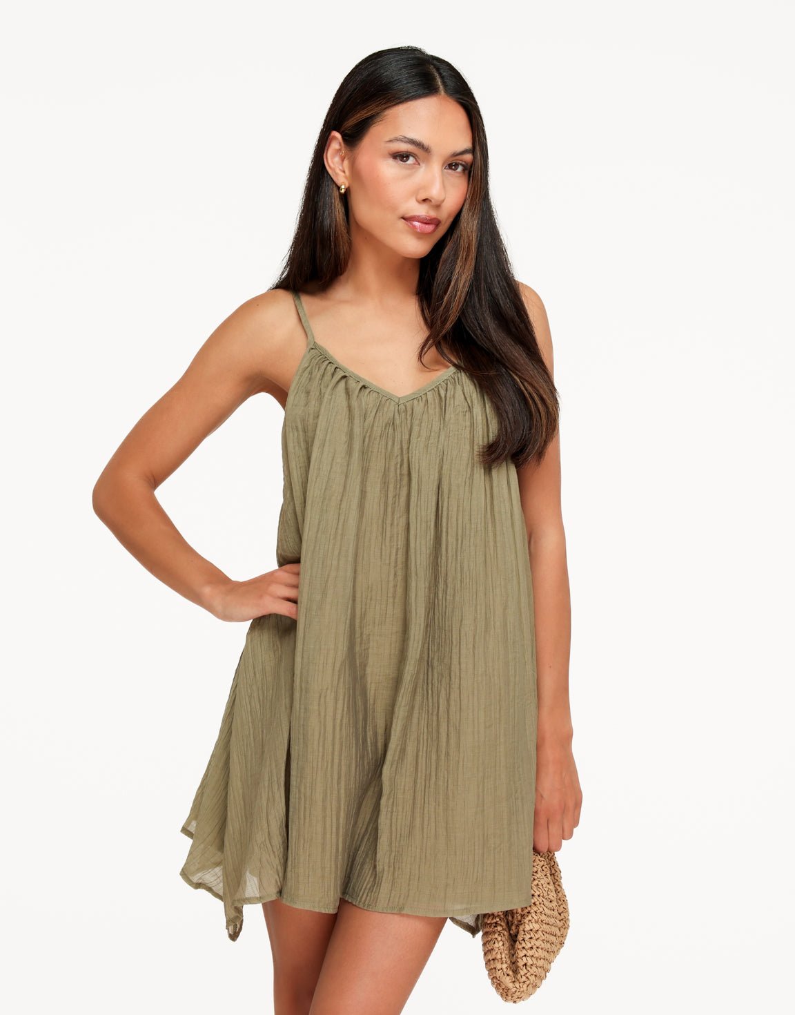 Khaki Flowy - jurk - Olivia & Kate