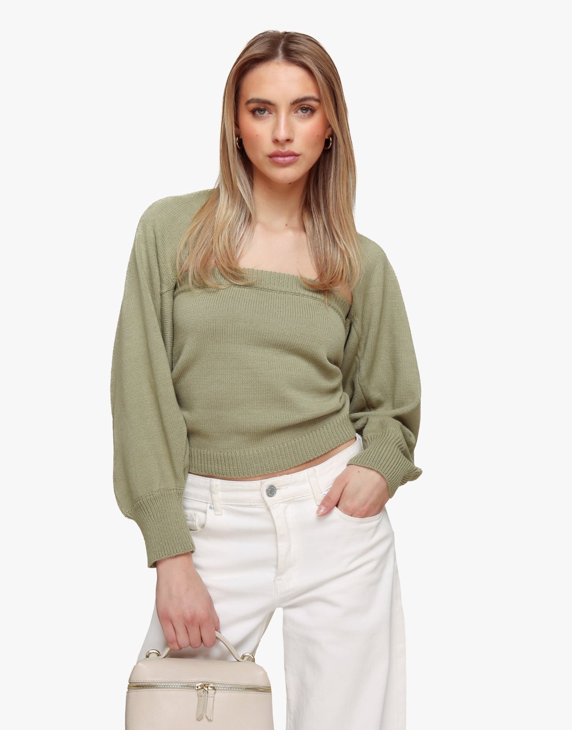 Khaki Gebreide Cropped - Set - Olivia & Kate