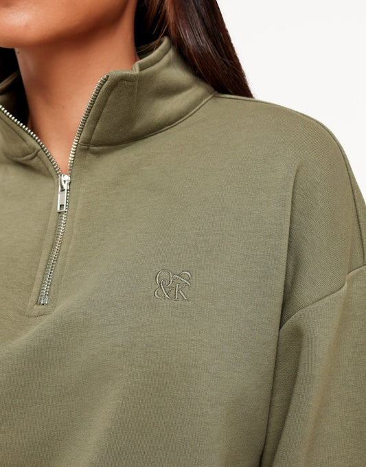 Khaki Hoge Kraag The Sport Edit - Sweater - Olivia & Kate